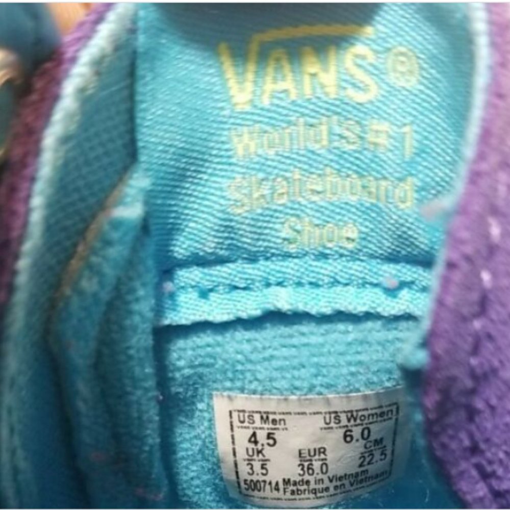 Vans Sk8 Hi Checkerboard Skate Shoe-Violet/Cyan - image 5